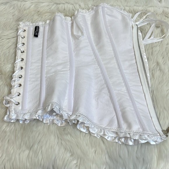 ADORE ME White Corset LARGE Ruffle Tie Bride Bridal Wedding Ruffle Trim Size M - Picture 9 of 9